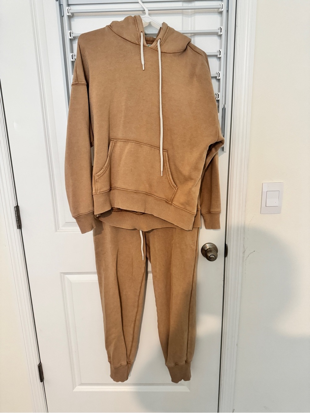 aerie Beige Drawstring Hoodie and pants set